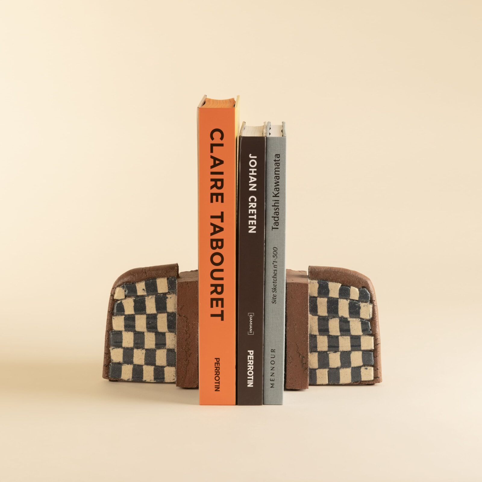 Paire de serre-livres damier