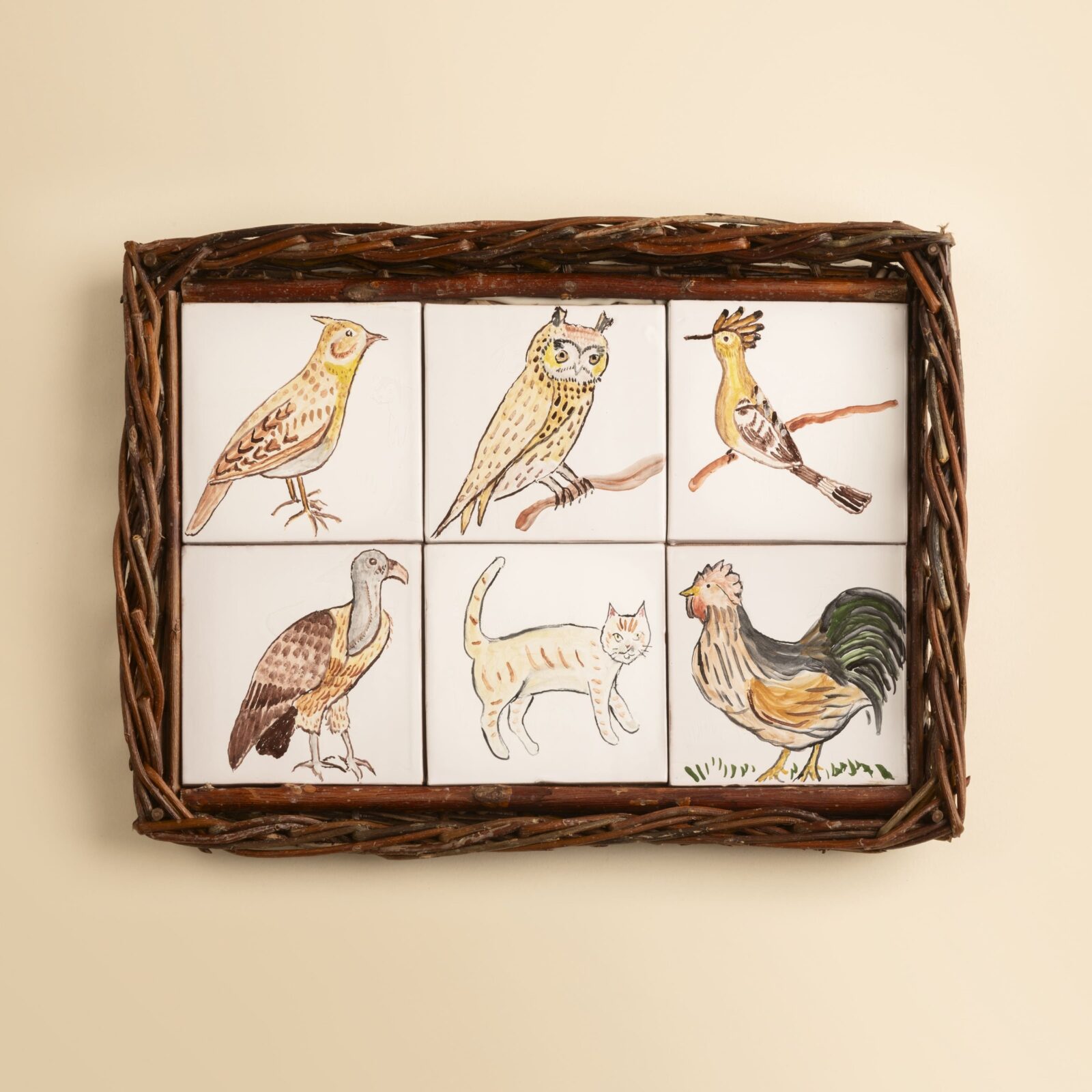 Plateau de service « Les oiseaux et le chat »