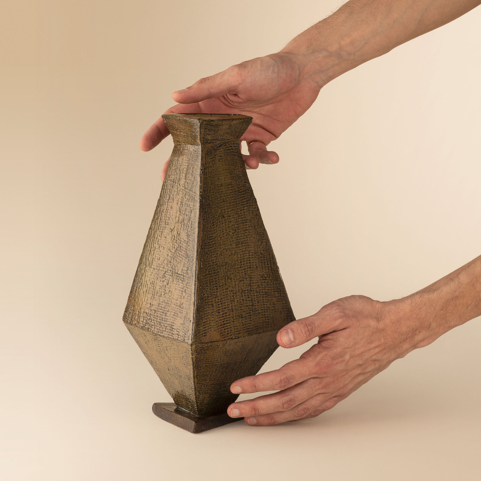 Textured brown vase